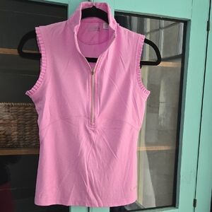Annika Cutter & Buck Pink Zip-Up Tank Top Pink Sparkle